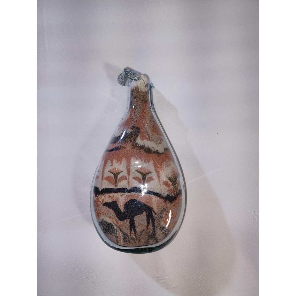 Middle Eastern Glass Sand Art Camel Desert Scene Bottle‎ Collectible Medium